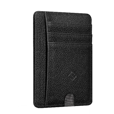Imagen de Fintie Cartera Tarjetero de Crédito con Bolsillo Frontal Minimalista Bloque RFID Portatarjetas para Tarjetas Crédito/Identificación Cubierta Transparente, Negro