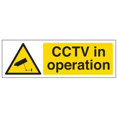 Imagen de vsafety 63021bj s &quot;CCTV en funcionamiento&quot; alerta General señal, autoadhesivos, paisaje, 450 mm x 150 mm, Negro/Amarillo