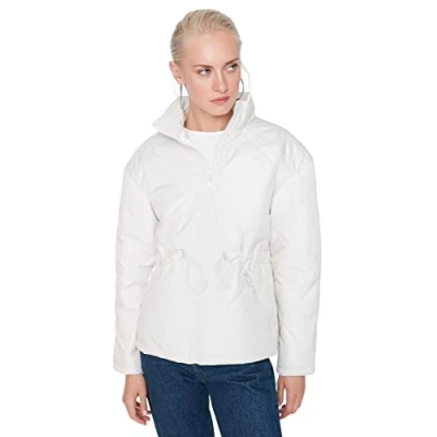 Imagen de Trendyol Standing Collar Plain Oversize Winter Jacket Abrigo, Piedra, S para Mujer