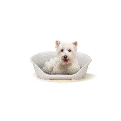 Imagen de FERPLAST Cama para perros y gatos pequeñas 100% plástico reciclado Cesta transpirable antideslizante Siesta Deluxe, 54 x 35 h 21,5 CM, BLANCO