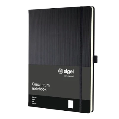 Imagen de SIGEL CO110 Cuaderno premium en blanco, A4, tapa dura, negro Conceptum