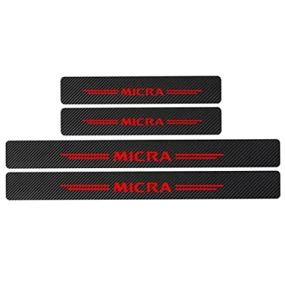 Imagen de 4 Piezas Pegatina para Umbral de Coche NIS san MICRA Qashqai, Fibra Carbono, Antidesgaste, Antiarañazos Fuerte Capacidad Adhesiva