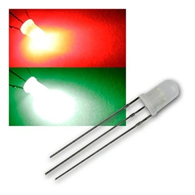 Imagen de world trading net 10 LED 5mm rojo difuso/verde puro 2 colores, 3 pines, diodo emisor de luz, cableado, emisor, como componente