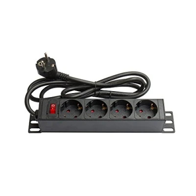 Imagen de Good Connections Regleta de 10 Pulgadas (1 U) Conector protección Contacto a 4 x Hembra Interruptor, Infantil, Perfil Aluminio, Color Negro