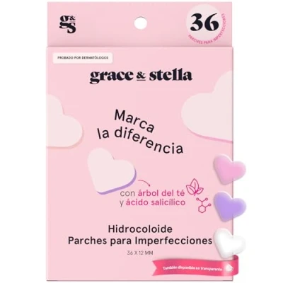 Imagen de grace &amp; stella Parches Granos Cara Hidrocoloides Espinillas Seca Invisibles No Testados en Animales [36 Unidades, Corazón]