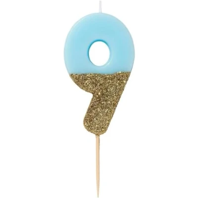 Imagen de Talking Tables We Heart Birthdays Glitter Number Candle 9, Blue