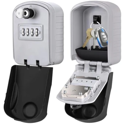 Imagen de ENONEO Caja para Llaves con Codigo Grande Pared Seguridad Exterior Llave de Emergencia Impermeable Key Lock Box Fuerte Oficina Casa Garaje Escuela