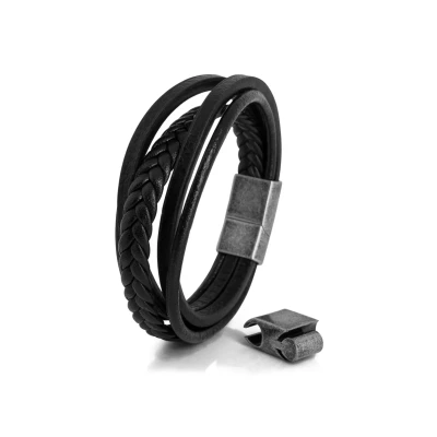 Imagen de Akitsune PAX Pulsera, Hombre, Talla: 18cm, Silver/black