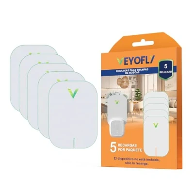 Imagen de VEYOFLY Recambio Trampa Insectos Voladores Capturador de Interior con Enchufe, Mosquitos, Moscas, Insectos, Gnats, Polillas, Moscas la Fruta Enchufe (Paquete 5)