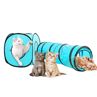 Imagen de Pawise Juguetes para Gatos, túnel Gatos y Cubo Plegable, Interiores Exteriores (túnel Popupplay)