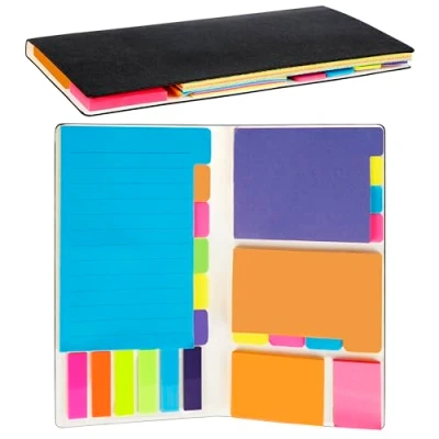 Imagen de Belle Vous Cuaderno de Notas Reciclado con 48 Adhesivas 10 x 20 cm 60 Páginas Libreta Pequeña Portada Estilo Corcho Para Escuela y Oficina