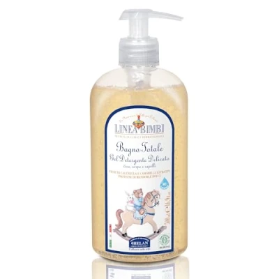Imagen de Helan, Linea Bimbi BIO, Gel Detergente Delicado Bebé, de Ducha y Champú sin Sulfatos ni Parabenos Siliconas, Baño Bebés con Almendras Dulces, Flores Caléndula Manzanilla 500 ml