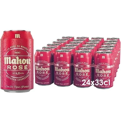 Imagen de Mahou Rosè, Pack 24 Latas de 33 cl, Cerveza Con Toque Afrutado, Sabor Suave y Extra Refrescante, 4.8% Volumen Alcohol