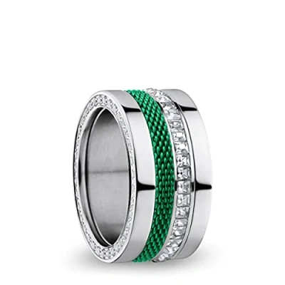 Imagen de BERING Anillos combinados intercambiables para mujer en plata y verde con el exclusivo sistema Twist &amp; Change, Ganges