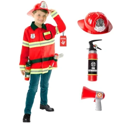 Imagen de Morph Disfraz Bombero Niño, Bombera Niña, Accesorios Niño Juguete, Trajes De Bomberos Niños, Carnaval Halloween Talla M