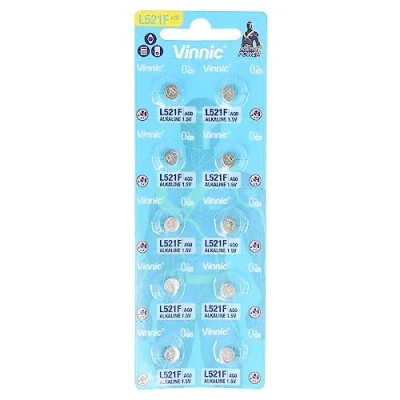 Imagen de VINNIC Pila Boton Alcalina AG0 L521F LR63 Blister (10 Unidades)