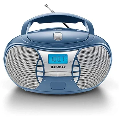Imagen de Karcher RR 5025 C Radio portátil con CD (Reproductor de CD, Boombox, FM, batería y Red, Entrada Auxiliar), Color Azul