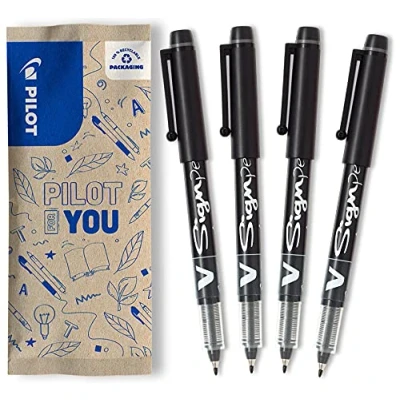 Imagen de PILOT 4 V Sign Pen Punta de fibra Negro Media