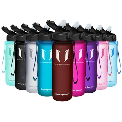Imagen de Super Sparrow Botella de Agua Deportiva con Pajita 1000ml Prueba Fugas Sin BPA