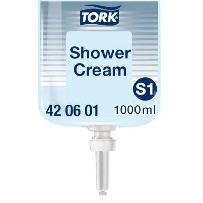 Imagen de Tork 420601 Jabón líquido para el cabello y cuerpo, Gel de ducha champú 2 en 1 sistemas dispensadores S1 , fragancia fresca, unisex, x 1000 ml