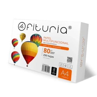 Imagen de Folios A4, Papel Multiusos para Impresora y Fotocopiadora, A4 Blanco Entornos Laborales Uso Doméstico, din 80g/m², Paquete de Ofituria (250 hojas)