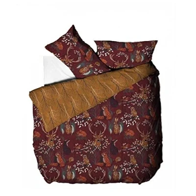 Imagen de furn. Juego de Funda edredón con diseño Fauna del Bosque, Polialgodón, óxido, Matrimonio