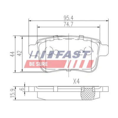 Imagen de FAST FT29528 Juego de pastillas freno Eje trasero excl. contacto avisador desgaste RENAULT: Kangoo II / Grand Kangoo, I