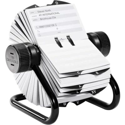 Imagen de Durable 248201 Índice de rotación Telindex, con 500 tarjetas para entradas teléfono y dirección, índice A Z, negro