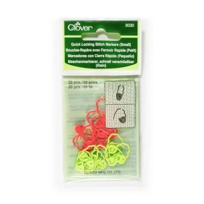 Imagen de Clover cl3030 Cierre rápido Marcadores para Ganchillo (pequeño), plástica, Multicolor, 13 x 6.5 0.5 cm