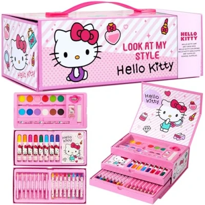 Imagen de Hello Kitty Set de Arte para Niños, Suministros Pintura, Dibujo y Coloreado (Rosa)