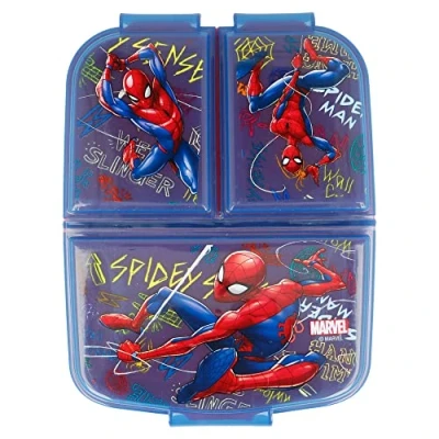 Imagen de Spiderman (Marvel) Sandwichera Con 3 Compartimentos Para Niños Lonchera Infantil Porta Merienda Fiambrera Decorada