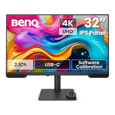 Imagen de BenQ PV3200U Monitor 4K UHD de 32 para edición vídeo, 95% DCI P3, 100% Rec.709/sRGB, Altavoces 2.1, USB C 65 W, Compatible con Mac, calibrado fábrica, calibración por Software.