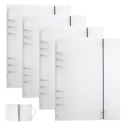 Imagen de 4 Piezas Cubierta de Carpeta A5 Protectora para Anillas Recargable 6 Anillos Papel Carcasa Tapa Plástico Transparente