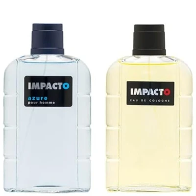 Imagen de IMPACTO Colonias Hombre, Pack de 2 x 200 ml, Classic + Azure, Agua Colonia en Formato Spray, Eau Toilette Natural y Masculina, Fragancia Fresca Atrayente, Elegante Duradera