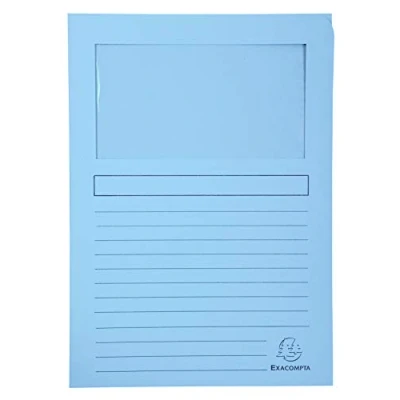 Imagen de Exacompta 50152E Lote de 100 Subcarpetas Super 180 con Ventana e Impresas, Color Azul Claro