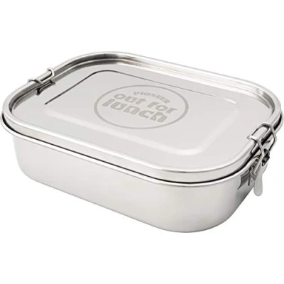 Imagen de Pioneer Caja de Almuerzo Bento Acero Inoxidable a Prueba Fugas con Divisor, Pulido Espejo, 800 ml