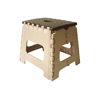 Imagen de Taburete Plegable Multiuso MULTIFUNCION Silla Escalera Asiento PLASTICO con ASA hasta 150 KG PEQUEÑO BAJO Beige Marron BITONO