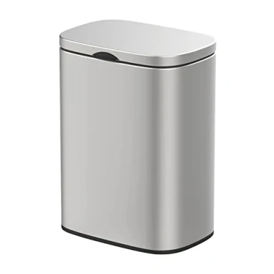 Imagen de WENKO cubo de basura Sare 5 litros con tapa y cierre automático, baño acero inoxidable antihuellas, fijación sin taladrar, 21,5 x 29,5 19 cm