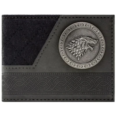 Imagen de Game of Thrones Winter Is Coming Direwolf Emblema Billetera/Cartera Bi Fold ID &amp; Porta Tarjetas, Gris