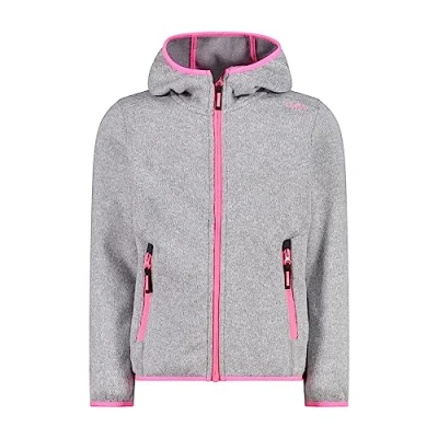 Imagen de CMP Chaqueta infantil Knit Tech con capucha fija, Plata Rosa Fluo, 176