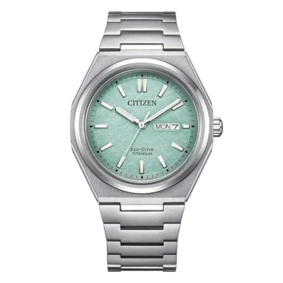 Imagen de Citizen Super Titanium turquoise background AW0130 85M Eco Drive solotempo men&#039;s watch