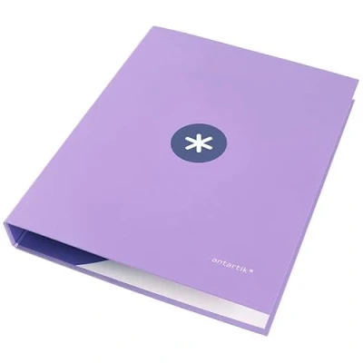 Imagen de Carpeta liderpapel antartik a4 forrada 4 anillas 25 mm redondas color lavanda