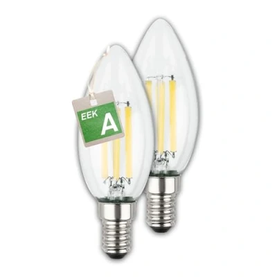 Imagen de Briloner Bombilla LED vela E14 2,5W transparente 3000K 525 lm EEC A 2er