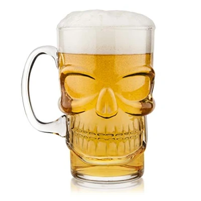 Imagen de Final Touch FTA1862 Cráneo gótico Cerveza Lager Pint Glass, Barware de Halloween