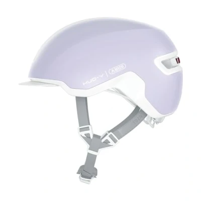 Imagen de ABUS Urban Helmet HUD Y, con luz trasera LED magnética recargable y cierre de clic, casco bicicleta moderno para uso diario, hombres mujeres, lavanda puro, talla M