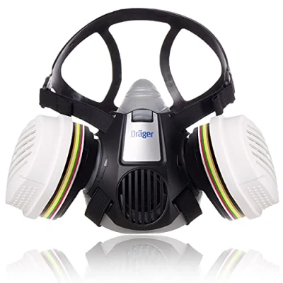 Imagen de Dräger X plore 3300 Semi Máscara con filtros A1B1E1K1 Hg P3 R D de protección para químicos, vapor, conservantes, pesticidas, herbicidas, respirador laboratorio, tintorería Talla S