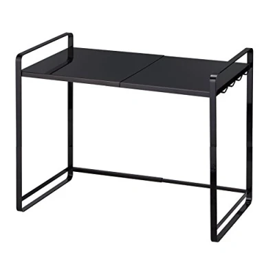 Imagen de YAMAZAKI 3131 Tower Estante de Cocina Extensible, Negro, Acero, Minimalista, 47.5～75 x 35 50 cm