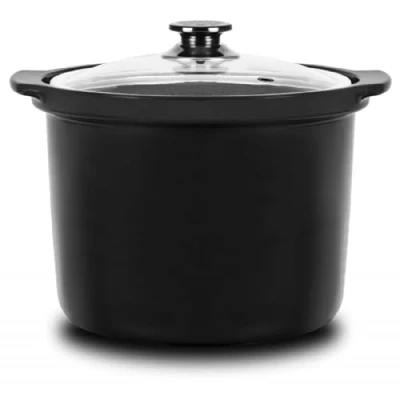 Imagen de Cecotec, Cubeta de cerámica para cocciones lentas y a baja temperatura Con tu Olla GM programable, tapa vidrio, Negro, Apta todas las ollas programables 6 litros