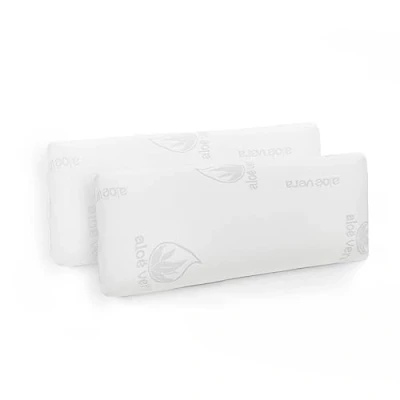 Imagen de Aitsse Almohada viscoelástica con núcleo 100% Viscoelástico, Funda de Aloe Vera Desenfundadle, Ergonómica, Anti bacterias, Termorregulable y Libera la presión Cervical. (Pack 2 Unidades 75 cm)