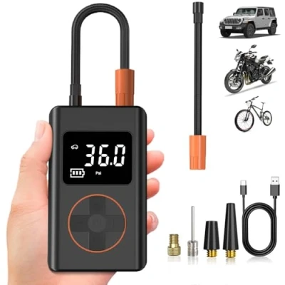 Imagen de 【NEW 10000mAh】WYRIAZA Portable Compresor Aire Portatil 150PSI Inflador Ruedas Coche Hinchador Neumaticos Mini Pequeño Electrico Bicicleta